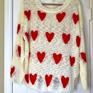 Distressed Heart Sweater